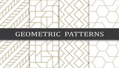 golden geometric seamless pattern set