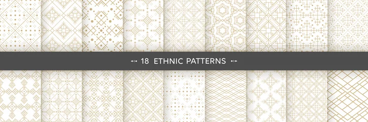 Wall murals Boho Style Set of 18  ethnic patterns. Background in the boho style, geometric vector seamless patterns.Seamless vector tribal texture.