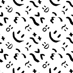 Vector seamless pattern with emoticons, emoji, kaomoji. Modern wallpaper with graffiti elements for the textile industry, prints, cards and wrapping paper. Excellent template for any of your designs.