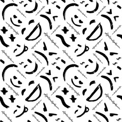 Vector seamless pattern with emoticons, emoji, kaomoji. Modern wallpaper with graffiti elements for the textile industry, prints, cards and wrapping paper. Excellent template for any of your designs.