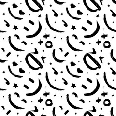 Vector seamless pattern with emoticons, emoji, kaomoji. Modern wallpaper with graffiti elements for the textile industry, prints, cards and wrapping paper. Excellent template for any of your designs.