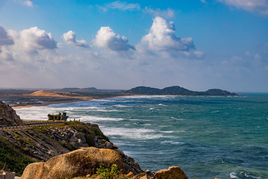 beach and rocks at the seaside in vietnam