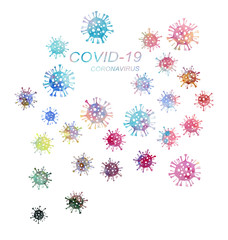 Coronavirus. Covid-19. A set of separate objects on a white background. Watercolor illustration. Banner for social networks.