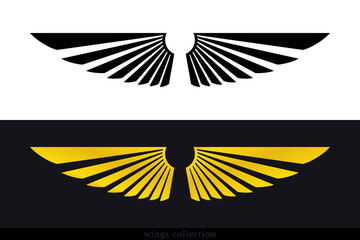 Wings Vector Collection. Simple Wing Silhouette for Heraldry, Tattoo, Logo