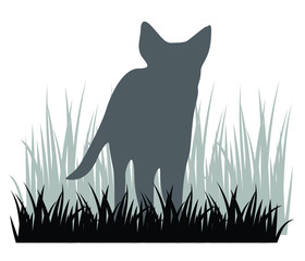 dog on the grass silhouette vector illustration 