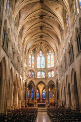 Fototapeta premium Paris, colorful stained glass windows in the Saint-Severin church