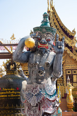A beautiful view of buddhist temple Wat Saeng Kaew at Chiang Rai, Thailand.