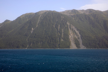 Hubbard Glacier, Alaska / USA - August 08, 2019: View from ship cruise deck near hubbard glacier, Seward, Alaska, USA