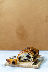 Sweet Homemade Chocolate Babka Bread Cake / Cozonac Swirl Sourdough Brioche.