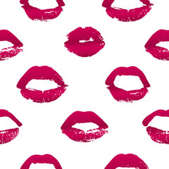 Fototapeta na wymiar seamless pattern imprint of red lipstick concept vector illustration