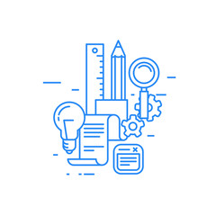 Education, science and learning abstract image, distance learning icons