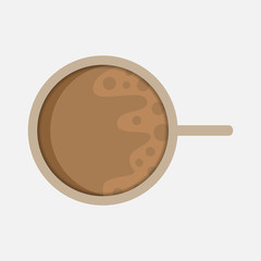 A Cup of Coffee, top view. Vector illustration