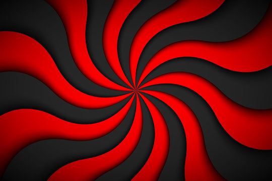Decorative modern red spiral background. Swirling radial pattern. Simple abstract vector illustration