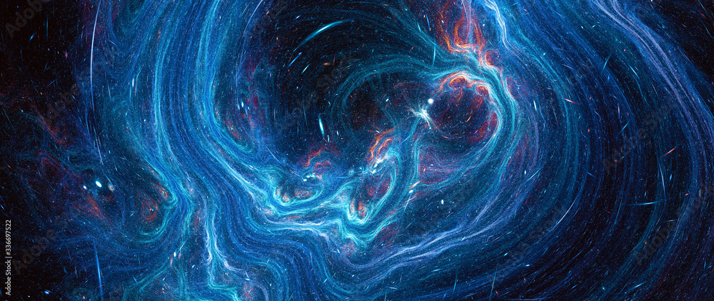 Wall mural Blue glowing deep space stream