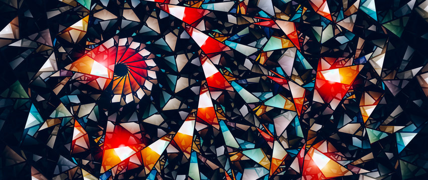 Colorful stained-glass widescreen abstract background