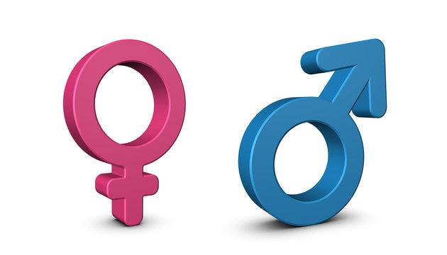 Male And Female Sex Symbols - 3D Illustration - Isolated On White Background