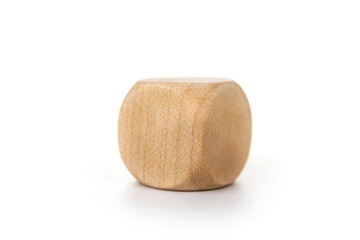 Wooden blank dice on a white background