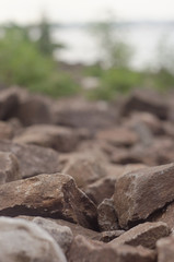 pile of stones on the beach