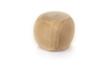 Wooden blank dice on a white background