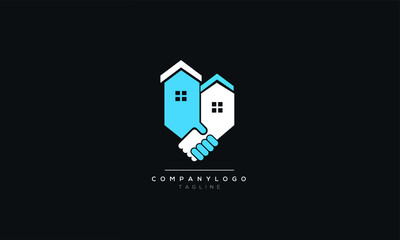 Clean house shake logo for real estate company