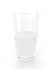 glass of milk on white background