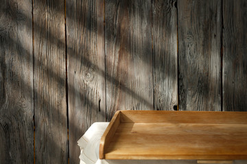 Table background of free space and kitchen interior 