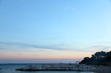 soft colors sunset sky at seaside