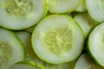 Fresh Cucumber Round Circle Slices As Whole background Texture
