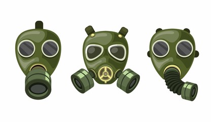 army gas mask respirator collection set vector