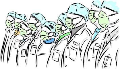 group of doctor with mask prevention concept vector illustration