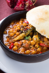 Traditional rustic homemade chickpea soup