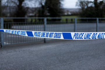 Police barrier tape at a crime scene