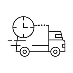 delivery van transportation with clock line style icon vector illustration design