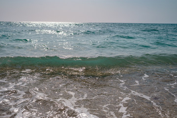 beautiful sea at noon in spring, clear water