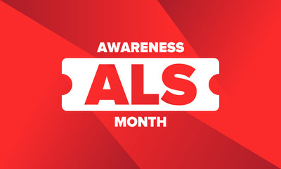 ALS Awareness Month. Amyotrophic lateral sclerosis. Annual campaign is held in May in United States. Control and protection. Prevention campaign. Medical health care concept. Vector illustration