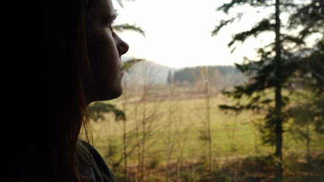 Upset young woman look far in window thinking about personal troubles, sad female feeling hurt and lonely, tired girl grieve remembering sad moments at home, thinking over problem or mistakes