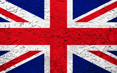 United Kingdom flag on crumbled wall