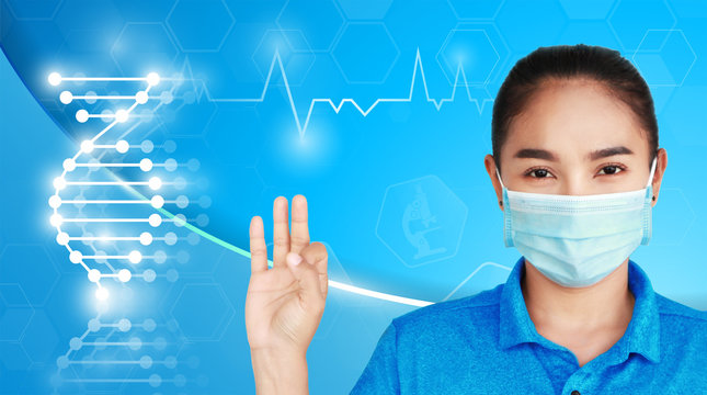 abstract background technology concept in blue light,brain and human body heal ,technology modern medical science in future and global international medical with tests analysis clone DNA human