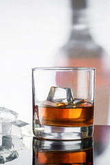 glass of whisky with ice