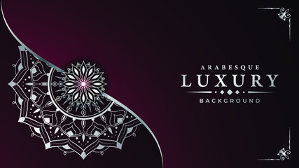 Luxury mandala background with silver arabesque. luxury ornamental mandala design background in dark color. mandala vector Islamic, Turkish, Saudi Arabic, Qatar, Bahrain, Iran, Iraq, Pakistan, India.