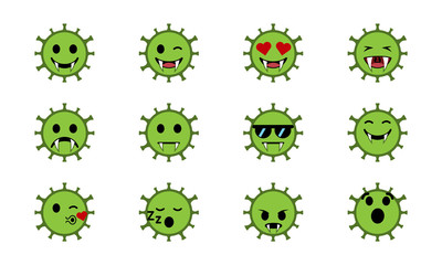 Obraz premium Coronavirus (covid 19) emoji set. Vector
