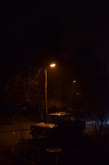 winter, night street lights