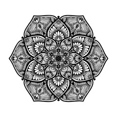 Round flower mandala for tattoo, henna. Vintage decorative elements. Oriental patterns. Indian design vector, Pattern and stamp.