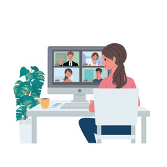 リモートワーク オンライン会議　在宅勤務　テレワーク　イラスト
