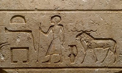 old egypt hieroglyphs carved on the stone