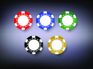 Casino gamble chips various colors on grey background  vector illustration 