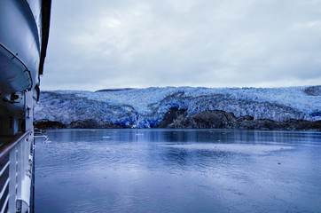 Panoramic breathtaking view of Tempanos Glacier and ice field in the region of Los Glaciares in the...