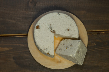 Cheese head and cut natural farm eco