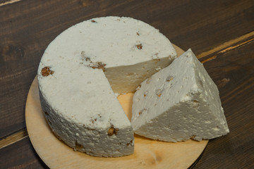 Cheese head and cut natural farm eco