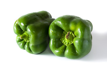 Fresh green pepper isolated on white background